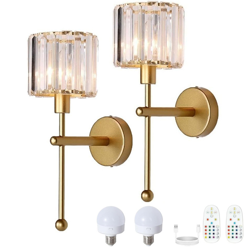 Gold Crystal Wall Lamp Rechargeable with Remote Control 5