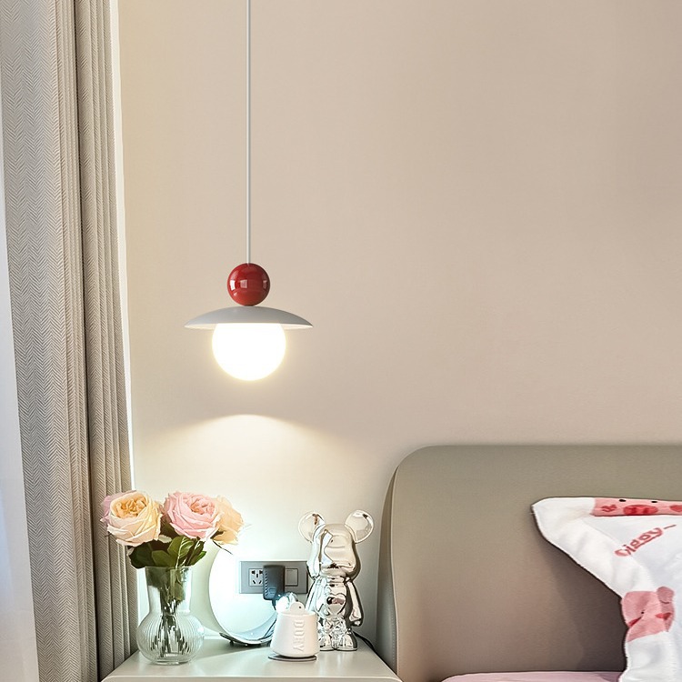 Cream-colored balcony single-head long-wire pendant light 29