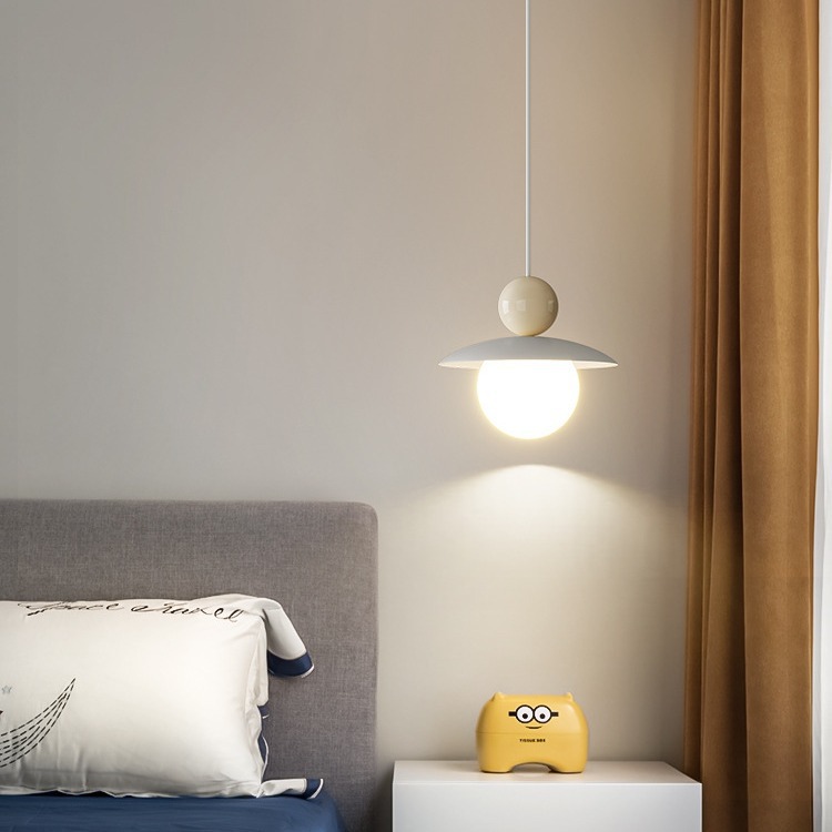 Cream-colored balcony single-head long-wire pendant light 29