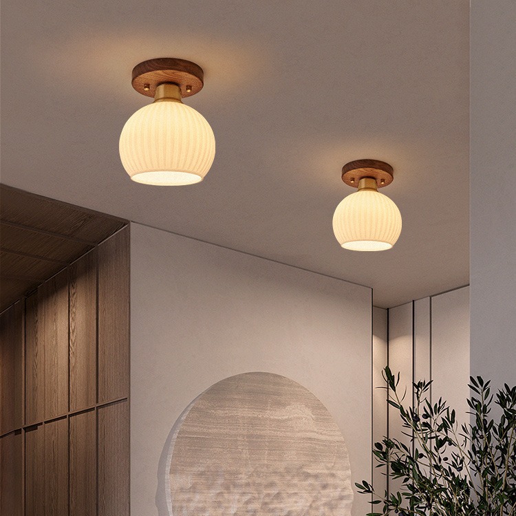 Japanese retro walnut wood hallway light 23