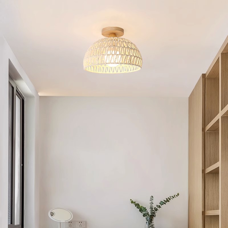 Nordic style bedroom rattan hallway light 30