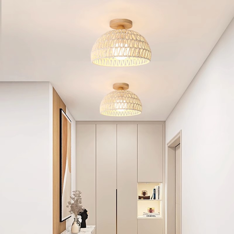 Nordic style bedroom rattan hallway light 30