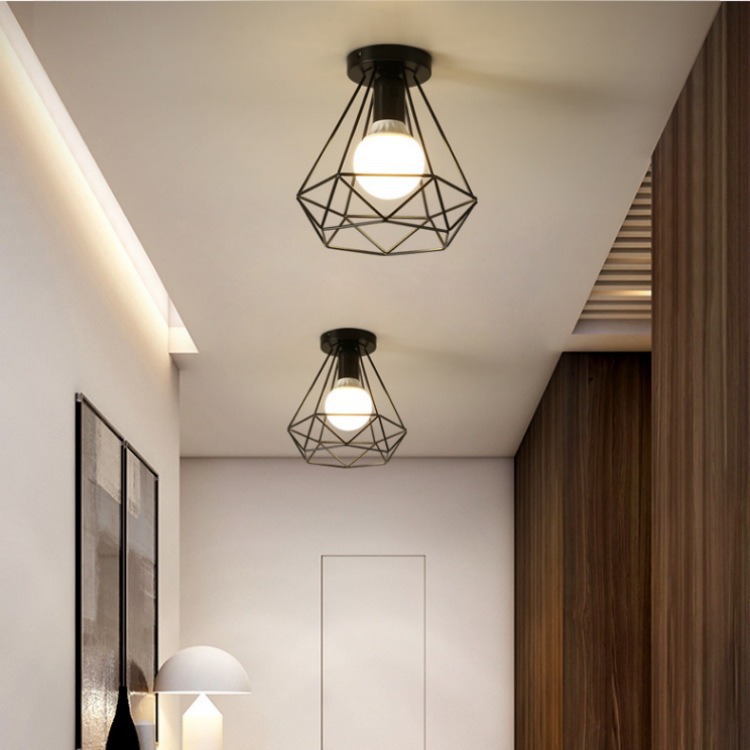 Retro-style unique iron cage ceiling light 34