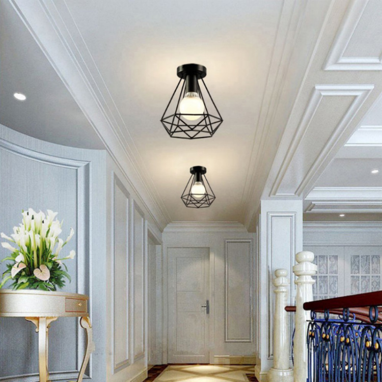 Retro-style unique iron cage ceiling light 34