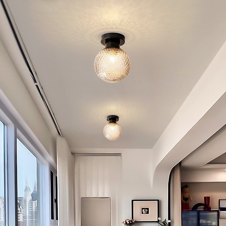 Simple patterned glass single-head ceiling hallway light 27