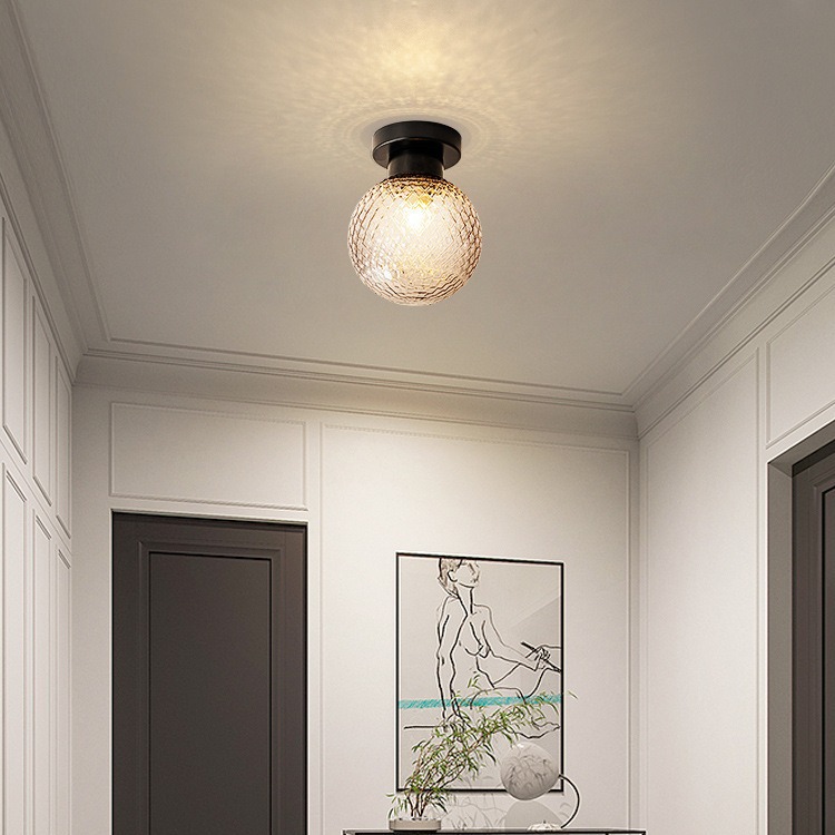 Simple patterned glass single-head ceiling hallway light 27