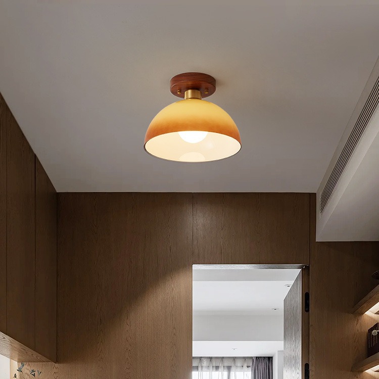 Vintage walnut wood bedroom hallway lamp 24 01