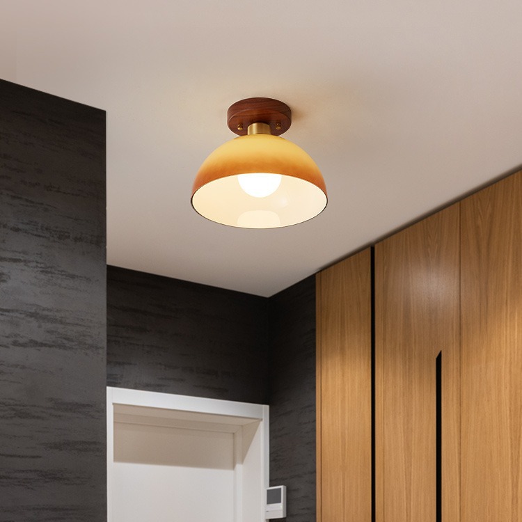 Vintage walnut wood bedroom hallway lamp 24