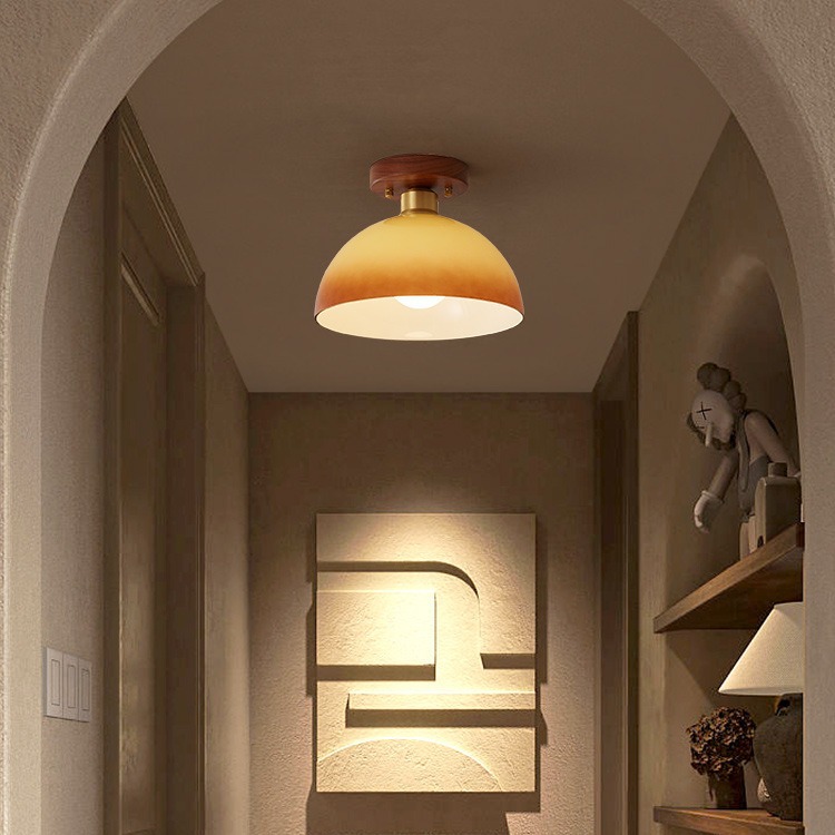 Vintage walnut wood bedroom hallway lamp 24