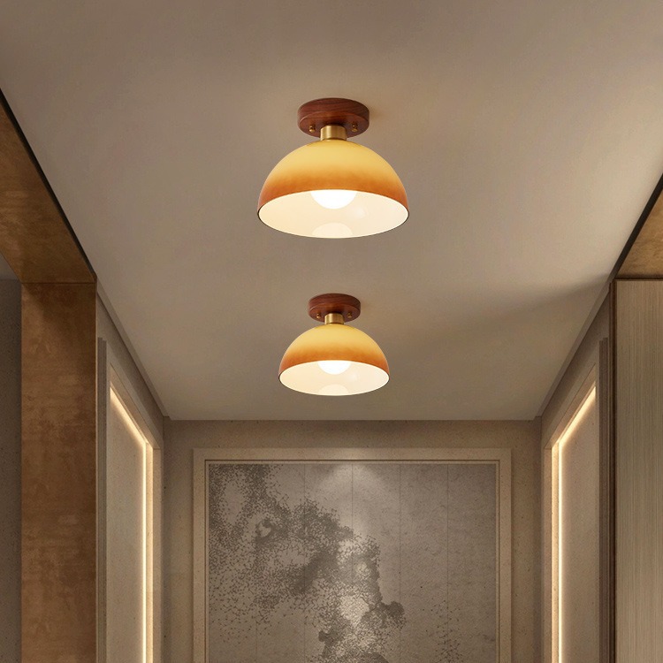 Vintage walnut wood bedroom hallway lamp 24