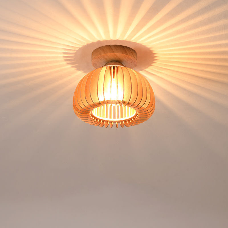 Wabi-sabi style solid wood pumpkin aisle light 22 01