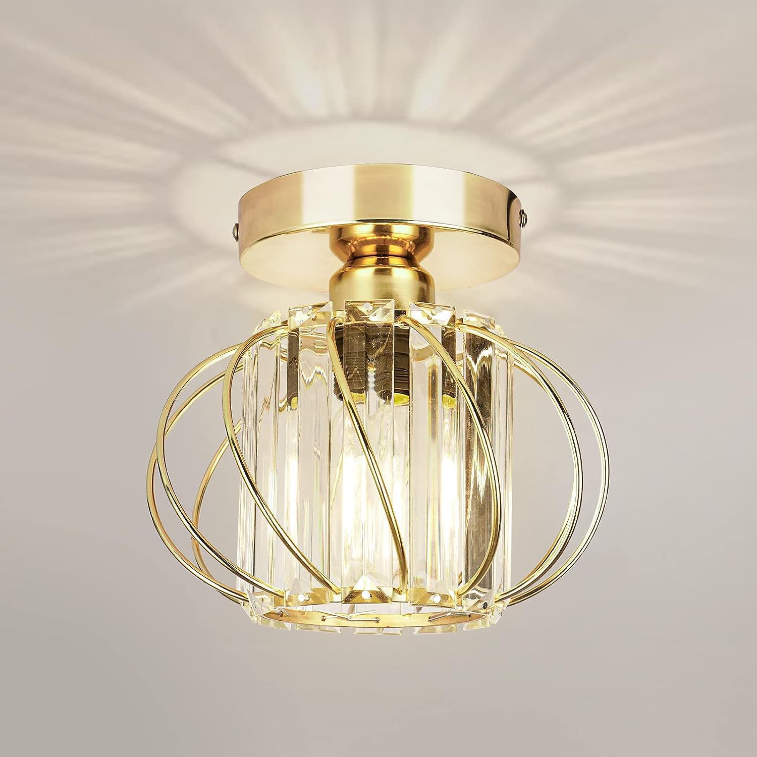 Wrought Iron Lantern Lampshade Crystal LED Ceiling Light 44