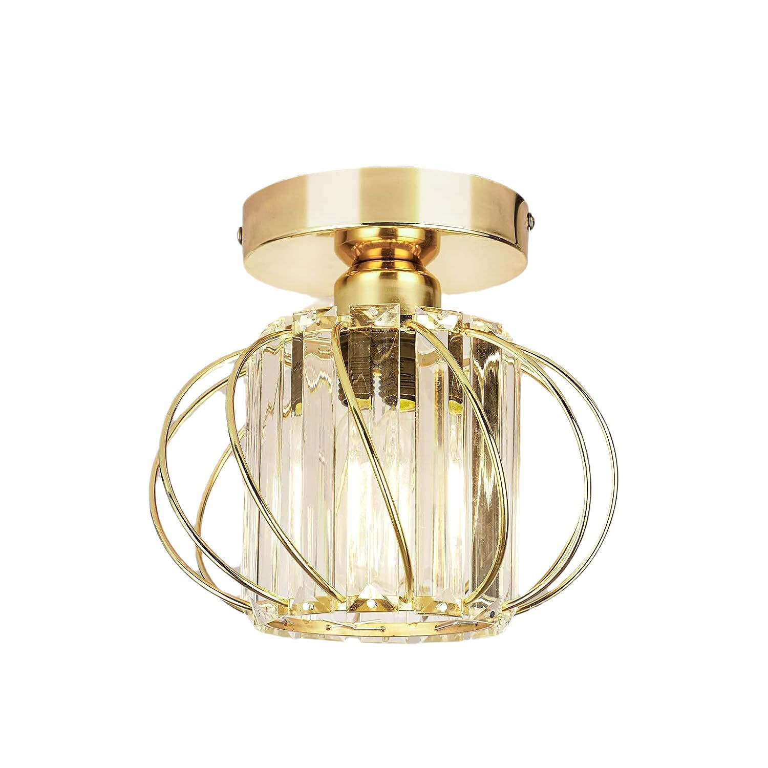 Wrought Iron Lantern Lampshade Crystal LED Ceiling Light 44 02